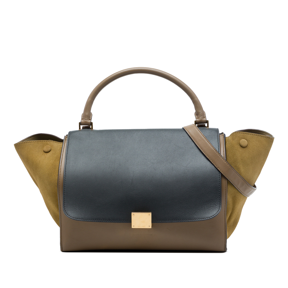 Pre-Loved Celine Medium Tricolor Calfskin and Suede Trapeze Satchel